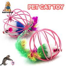 Кошачья интерактивная игрушка шар перо палочка с маленькой мышкой клетка игрушки пластик искусственная цветная мышь игрушка-тизер для кошек товары для домашних животных 2024 - купить недорого