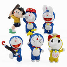 Figuras de acción de Doraemon Nobita, juguetes de PVC, regalos de Navidad, 6 unids/set, versión Q, 5-6cm 2024 - compra barato