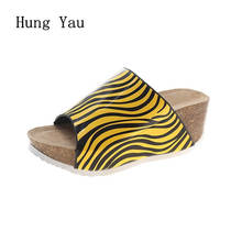 Women Sandals Flip Flops Slippers Striped High Heels Shoes Summer Fashion Platform Wedges Slides Lady Casual Big Size 36-43 2024 - buy cheap