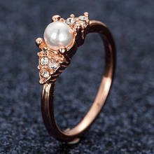 Pearl Engagement Ring Creative Rose Gold  Cluster Women Retro Art Deco Wedding Jewelry Unique Anniversary Gift 2024 - buy cheap