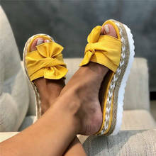 2020 Top-selling Women Sandals Plus Size Butterfly Bow Slippers Summer High Heel Shoes Big Flower Design Slippers 2024 - buy cheap