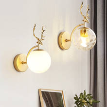 Lámpara led de pared para el hogar, dormitorio y sala de estar, lámpara de cristal E27, color negro/dorado, Antler nórdico, fuente de luz gratis 2024 - compra barato