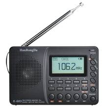 HanRongDa K-603 Full Band Radio Bluetooth FM AM SW Portable Pocket Radios MP3 Digital REC Recorder Support Micro-SD Card 2024 - buy cheap