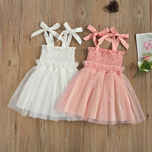 Baby Camisole Dress with Mesh Stitching  Cute Bow Decoration Sweet Princess Summer Clothing 2024 - buy cheap