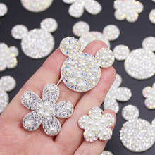 10Pcs Pearl Rhinestone Patch Flower/Mouse Head Padded Appliques Sew On Clothing Patches AB Rhinestone DIY Hair Clip/Dress/Bags 2024 - buy cheap