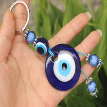 Turquia evil eye contas de cristal pingente de vidro presente caber diy chaveiro carro chaveiros anel acessórios 2024 - compre barato