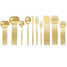 30Pcs White Gold Cutlery Set Matte Knife Spoon Fork Tableware Set Stainless Steel Dinnerware Set Kitchen Flatware Set Black Gold 2024 - buy cheap