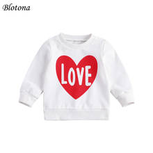 Blotona-sudaderas de manga larga para niñas pequeñas, suéter de cuello redondo con letras estampadas, corazón de amor, trajes de 1 a 6 años, primavera y otoño 2024 - compra barato