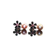 MADALENA SARARA-pendientes redondos de 6-7mm, aretes de goma de agua, estilo Flor de ciruela, dentro de tres opciones de colores 2024 - compra barato