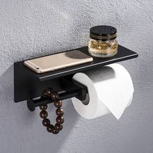 Suporte de papel higiênico em aço inoxidável preto fosco, rack de celular e acessórios de toalha de tecido para banheiro, 304 2024 - compre barato