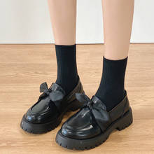 JK-Zapatos De uniforme De piel sintética para Mujer, mocasines informales De punta redonda sin cordones, color negro sólido, Mary Jane, 2021 2024 - compra barato