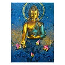 5D DIY алмазная живопись, полный квадрат/круглая статуя Будды, Набор для вышивки крестиком, мозаика стразы, алмазная вышивка DFL112 2024 - купить недорого