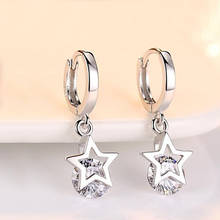 New Design 925 Sterling Silver Earrings For Women Dazzling Full CZ Crystal Pentagram Zircon Drop Earrings 2024 - buy cheap