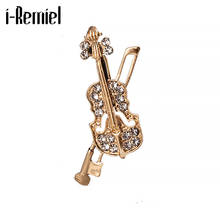 Vintage Music Violin Brooch Fashion Crystal Rhinestone Collar Shirt Suit Lapel Pin for Women and Men Gift Jewelry Accessories 2024 - buy cheap