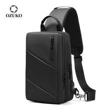 OZUKO-Bolso cruzado multifunción expandible para hombre, bolsa de pecho con carga USB, impermeable, bandolera informal 2024 - compra barato