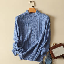 Suéter e pulôver de malha femininos, grosso, de manga comprida, liso, elegante, para escritório 2024 - compre barato