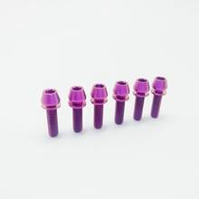 6pcs/lot Purple Titanium Ti  M5x18mm for Bicycle Stem Allen Hex Tapered Head Bolt with Washer 2024 - buy cheap