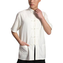 Camisa de algodão de manga curta umorden, camiseta masculina uniforme kung fu tai chi de verão, roupas tradicionais chinesas para homens 2024 - compre barato