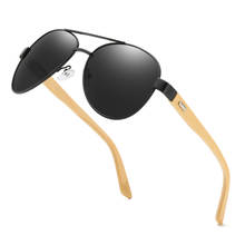 Madeira de bambu piloto óculos de sol dos homens de madeira metal feminino piloto marca designer espelho original óculos de sol unidade retro sol 2024 - compre barato