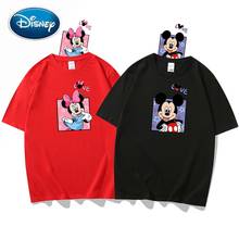 Disney Minnie Mickey Mouse Cartoon Love Letter Print Couples Unisex Women T-Shirt Short Sleeve O-Neck Pullover Tee Tops 10 Color 2024 - buy cheap