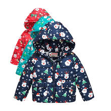 Ropa de invierno para niño y niña, abrigo de algodón, chaqueta de terciopelo, cálido con estampado de dibujos animados de Navidad, prendas de vestir con capucha, ropa de calidad 2024 - compra barato