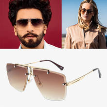AOZE 2020 крутые мужские солнцезащитные очки без обруча с градиентом, одношаговые линзы, дизайнерские брендовые солнцезащитные очки для женщин ins PopularUV 2024 - купить недорого