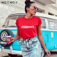 WOTWOY Funny Letters T Shirt Women Cotton Summer Printed T-Shirt Casual Tops Tee Women Short Sleeve Female White Black Red Tees 2024 - buy cheap
