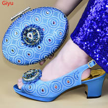 Doershow-Conjunto de zapatos y bolso de boda africanos para mujer, calzado italiano azul cielo con bolsos a juego, fiesta nigeriana, HXD1-14 2024 - compra barato