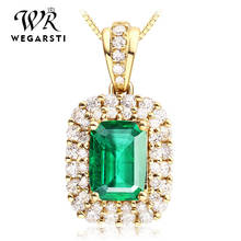 WEGARSTI Square Emerald Gemstone Necklace With Chain 925 Sterling Silver Wedding Anniversary Pendant Necklaces Wholesale 2024 - buy cheap