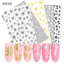 HNUIX 1 лист Лотос наклейки для ногтей белый прозрачный Золотой 3D цветок наклейки для ногтей s переводные наклейки на ногти маникюр 2024 - купить недорого