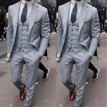 Formal Grey Men's Suits Wedding Groom Business Work Wear Prom Blazer Classic Fit Tuxedos 3PCS Dress Jacket+Vest+Pants 2024 - buy cheap