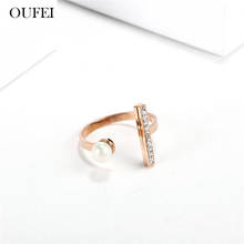 OUFEI Stainless Steel Jewelry Woman Rose Gold Pearl Rings For Women Fashion Jewelry Accessories Wedding Rings Charms 2024 - buy cheap