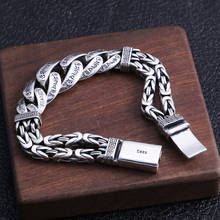BOCAI-pulsera de plata de primera ley diseño mantra para hombre, brazalete, plata esterlina 925, Estilo vintage 2024 - compra barato