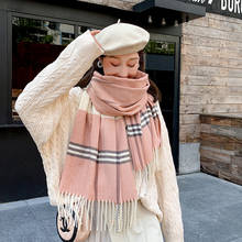 2020 Winter Women Soft Faux Cashmere Scarf Warm Thicken Long Tassel Plaid Scarves Shawls For Female Fashion Elegant Casual Shawl 2024 - buy cheap