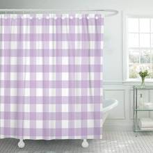 Cortina de chuveiro verde abstrato roxo xadrez padrão gingham, à prova d' água, tecido de poliéster, 60x72 polegadas 2024 - compre barato