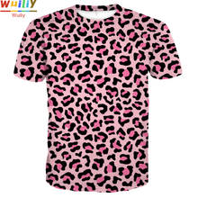 Футболка с леопардовым принтом для мужчин и женщин, летняя розовая Спортивная футболка с 3D рисунком, Новинка 2024 - купить недорого