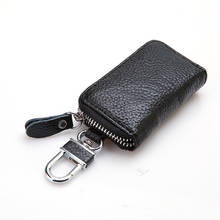 Leather Keychain Men Women Key Holder Organizer Pouch Cow Split Car Key Bag Wallet Housekeeper Key Case Mini Card Bag 2024 - buy cheap