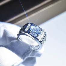 Мужское открытое регулируемое кольцо, большие круглые обручальные кольца с белым/розовым красным Цирконом для мужчин, винтажные модные ювелирные украшения золотого/серебряного цвета 2024 - купить недорого