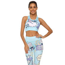 Women Cartoon Printing Comic Running Yoga Suits Sportswear High Waist Fitness Pants Harajuku Sports Set Gym Workout Clothes E11 2024 - buy cheap