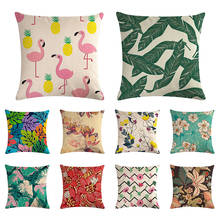 45cm*45cm Flamingo in flowers deer linen/cotton cushion cover sofa pillow case Home Decorative Pillow Cover 2024 - buy cheap