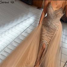 Ouro sem costas sereia sexy vestidos de noite 2021 dubai cristal beading luxo vestido formal design sereno colina la70165 2024 - compre barato