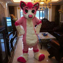 Pink Long Fursuit Husky Fox Dog Mascot Costume Suits Cosplay Party Game Outfits Promotion Carnival Halloween Xmas Easter Adults 2024 - buy cheap