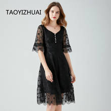 Spring and autumn trumpet sleeve Lace Dress Plus Size 5XL net red celebrity taoyizhuai brand black dress dress 2024 - buy cheap