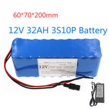 Bateria de íon de lítio recarregável, 18650, 3s10p, 32ah, 12v, 32000mah, com pacote de bateria bms + carregador 3a 2024 - compre barato