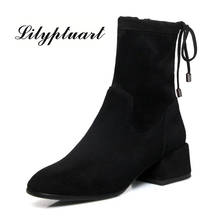 2019 European and American style sheep anti-velvet material zipper closure short boots round head thick with womens boots 2024 - buy cheap