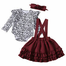 Emmababy conjunto de roupa infantil, roupas de natal para bebês recém-nascidos meninas vestido de leopardo macacão 2024 - compre barato