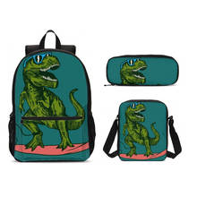 3 Pçs/set Portfolio Saco de Escola Para Meninos Meninas Esfriar Animais Dinossauro 3D Impressão Mochilas Adolescente Bookbag Satchel Mochila Escolar 2024 - compre barato