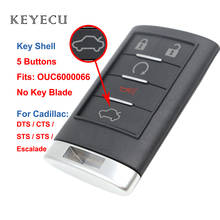 Keyecu-carcasa para llave de coche sin llave, 5 botones para Cadillac Escalade STS SPX DTS CTS OUC6000066 (sin hoja de llave) 2024 - compra barato