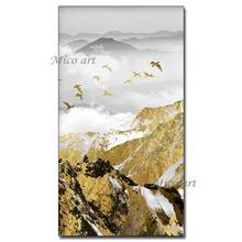 Pure Hand Painted Gold Foil Oil Painting Mountain Landscape Decorative Items Abstract Wall Canvas Art Picture Home Living Room 2024 - buy cheap
