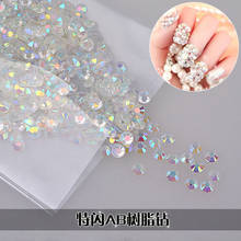 Resina ab transparente strass unhas de vidro strass diamantes de pedra transparente unha arte deco acessórios peças design uma manicure 2024 - compre barato